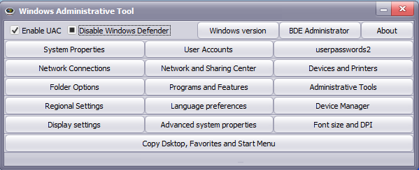 Windows Administrative Toolr Screenshot
